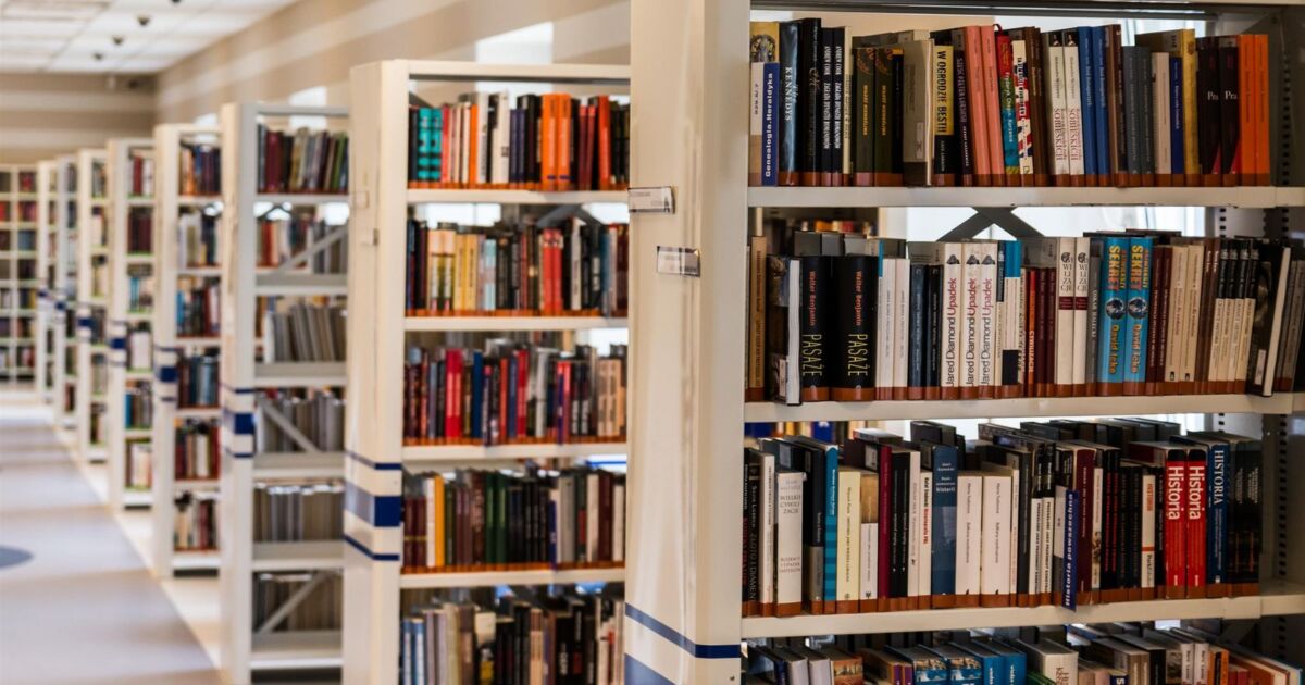 Bücherregale einer Bibliothek als Symbolbild zum Studium, nicht Universität Halle