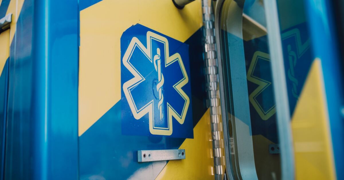 Rettungszeichen an einem blau-gelben Fahrzeug, Symbolbild zur Notfallversorgung